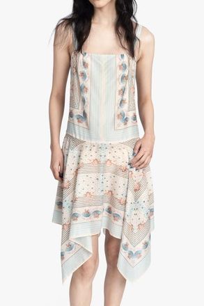 Anna Sui Heritage Scarf Print Dress in Sky Blue at Nordstrom, Size Medium