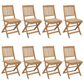 vidaXL Sillas De Jard&iacute;n Plegables 8 Uds Y Cojines Madera Maciza Acacia Vidaxl