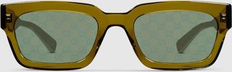 Gucci Rectangular Frame Sunglasses, Green
