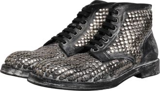 Dolce & Gabbana Mens Black Leather Runway Studs Ankle Boots Shoes