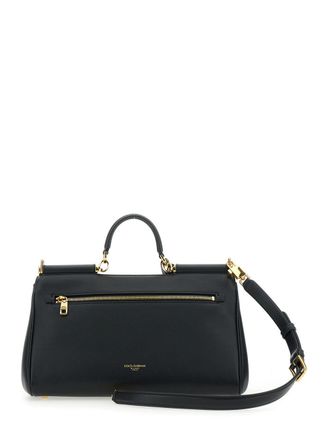 Dolce & Gabbana Womens Handbag My Sicily Black Leather Calf Handbags Hand Bags