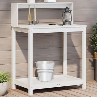 vidaXL Mesa Plantaci&oacute;n Con Estantes Madera Pino Blanco 82,5x50x109,5cm Vidaxl