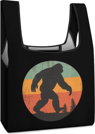 Generic Bigfoot Vintage Sasquatch Shopping Bag Reusable Grocery Tote Bag Foldable Handbag for Travel Picnic