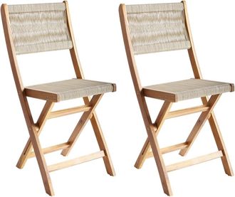 Beliani Silla de jard&iacute;n de madera beige