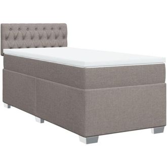 vidaXL Cama Box Spring Con Colch&oacute;n Tela Gris Taupe 80x200 Cm Vidaxl