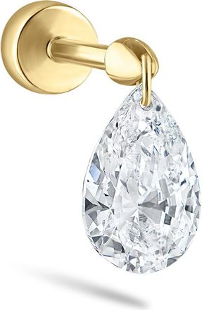 Maria Tash Floating Pear Diamond Charm Single Threaded Stud Earring in Yellow Gold at Nordstrom, Size 7