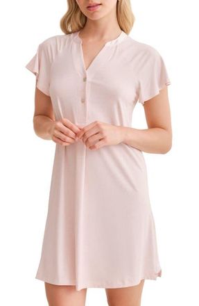 Fleur't Flutter Sleeve Sleep Shirt in Strawberry Whip at Nordstrom, Size X-Small