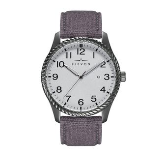 Elevon Watches Crosswind 42 mm Canvas-Overlaid Leather Watch with Date