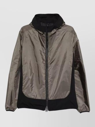 Moncler hooded silk nylon coat elastic cuffs