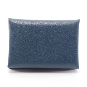 Herm&egrave;s Deep Blue Navy Leather Coin Purse/Coin Case (Pre-Owned)