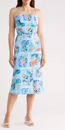 Tori Richard Block Party Lucille Stretch Cotton Poplin Midi Dress in Ming Blue at Nordstrom Rack, Size 14Regular
