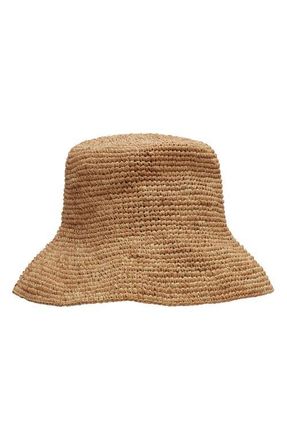 Vitamin A Tulum Straw Bucket Hat in Caramel at Nordstrom, Size Medium