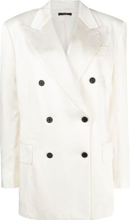 Tom Ford Fluid double-breasted satin blazer - women - Viscose/Viscose/Acetate/Polyester - 42 - Neutrals