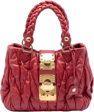 Miu Miu Pre-owned Handbags, female, Red, Size: ONE SIZE Pre-owned Pleated Satchel