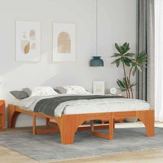 vidaXL Estructura De Cama Marr&oacute;n Madera Maciza De Pino Vidaxl