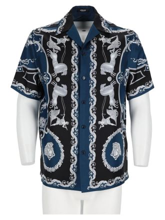 Versace Multicolour Baroque Print Short-Sleeve Silk Shirt