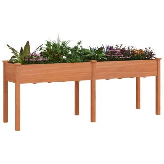 Berkfield Home Planter with Liner Brown 203x53x76 cm Solid Wood Fir | Size: 203 x 53 x 76 cm