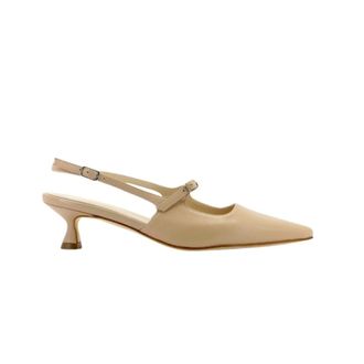 Anna F. Schoenen, Dames, Beige, 41 EU, Leer, Beige Leren Slingback Schoenen