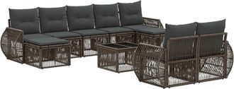 vidaXL Conjunto De Sof&aacute;s De Jard&iacute;n 10 Uds. Gris Y Gris Oscuro Vidaxl