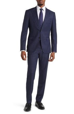 BOSS Huge Stretch Virgin Wool Suit in Dark Blue at Nordstrom Rack, Size 42 Regular