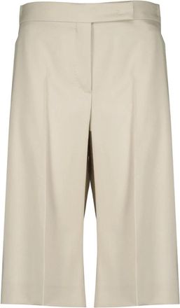 Max Mara Le Bermuda - Dames - Korte Broeken - Beige - S - Wol - Korte Broeken