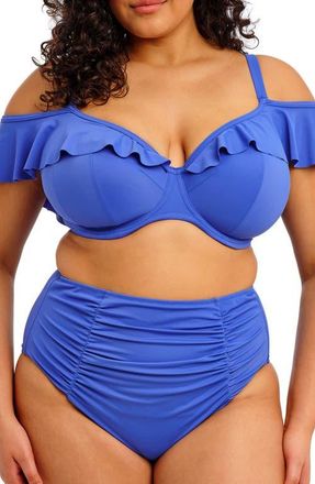 Elomi Plain Sailing Ruffle Underwire Bikini Top in Azure at Nordstrom, Size 34Gg