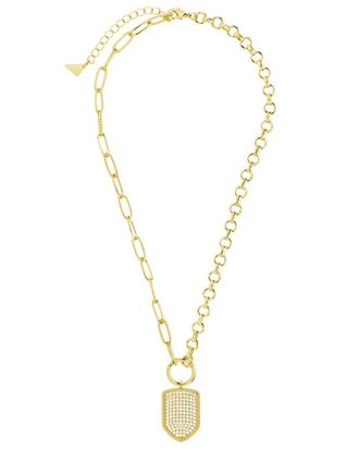 Sterling Forever 14K Plated Cz Shield Charm