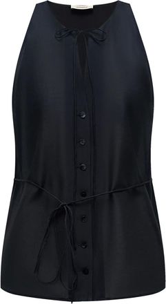 12 Storeez Blusa con cintura annodata - Nero