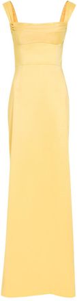 Rebecca Vallance Mandy Pleated Slubbed-poplin Maxi Dress - Yellow - 12 (UK12 / M)