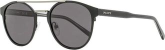 Lacoste Sunglasses Oval Full Rim, Black Frame And Solid Grey Lens L263S002