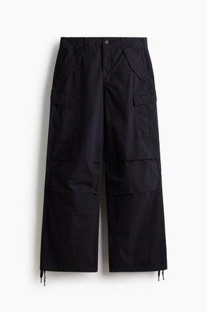 H&M Cargohose in Loose Fit - Schwarz