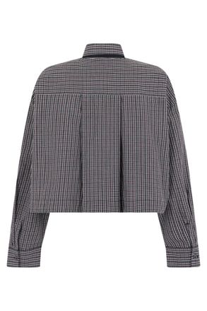 Pinko Cropped Checkered Cotton Shirt - Black