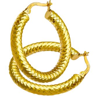 Diamant L'éternel 9ct geelgouden diamantgeslepen oorringen van 20 mm met buis van 4 mm