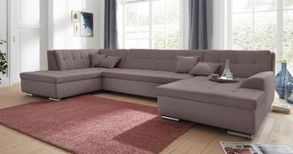 Domo Collection Wohnlandschaft »Aversa U-Form« wahlweise mit Bettfunktion, frei im Raum stellbar