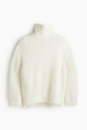 H&M Pullover aus Mohairmix mit hohem Kragen - White