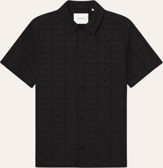 Les Deux Mens Hector Anglaise Short Sleeve Shirt In Black