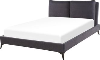 Beliani Beliani - Cama Con Somier De Chenilla Gris Oscuro 140 X 200 Cm Base De Listones Doble Moderno Melle