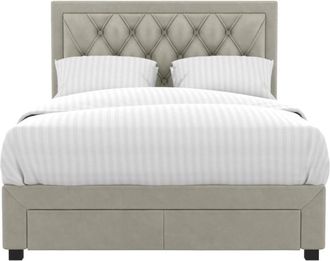 VENTE-UNIQUE.COM Base de cama terciopelo beige 140 x 190 cm