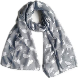 GlamLondon Cat Print Scarf Ladies Fashion Animal Print Soft Kitty Kitten Shawl Wrap (Grey)