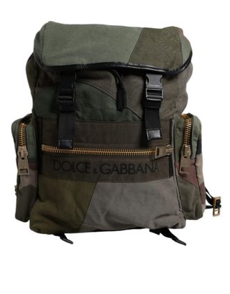 Dolce & Gabbana Militair Groene Patchwork Reistassenrugzak