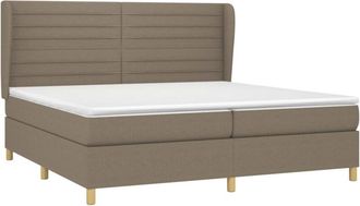 vidaXL Vidaxl - Cama Box Spring Con Colch&oacute;n Tela Gris Taupe 200x200 Cm
