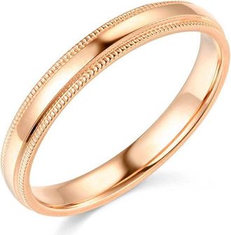 Pompeii3 4mm Milgrain Plain High Polished Dome Wedding Band 10k White, Yellow, Rose Gold