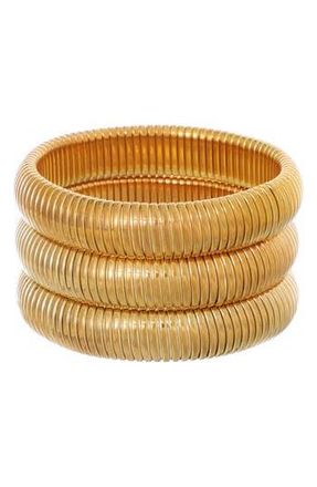 Adornia Set of 3 Coiled Stretch Bracelets in Gold at Nordstrom Rack