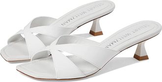 Stuart Weitzman Miami Xcurve 50 Slide Womens Shoes White : 6 B, Leather/Synthetic