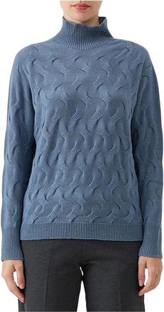 Le Tricot Perugia Dolcevita Trecce - Dames - Coltruien - Blauw - S - Wol - Truien & Vesten