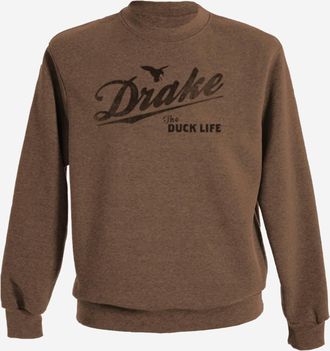 Drake Mens Life Graphic Crew Sweatshirt In Golden Pecan Dark Heather
