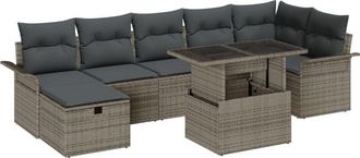 vidaXL Garden Sofa Set with Cushion 8 pcs Grey Poly rattan vidaXL