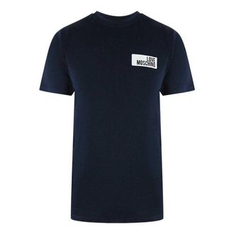 Love Moschino Heren T-shirt met blokjeslogo (Marineblauw)