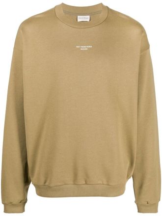 Drôle de Monsieur logo-print crew-neck sweatshirt - men - Cotton - S - Green