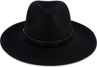 AllSaints Rivet Logo Fedora in Matte Black at Nordstrom Rack